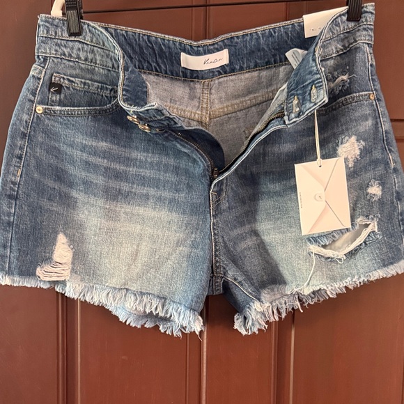 KanCan Women's Frayed Hem Blue Jean Shorts - Picture 1 of 4